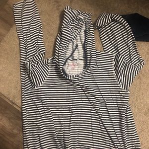 Large Maternity Long sleeve striped hooded shirt